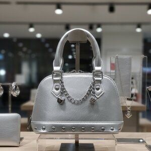 Glam Rock Silver Metallic Dome Bag